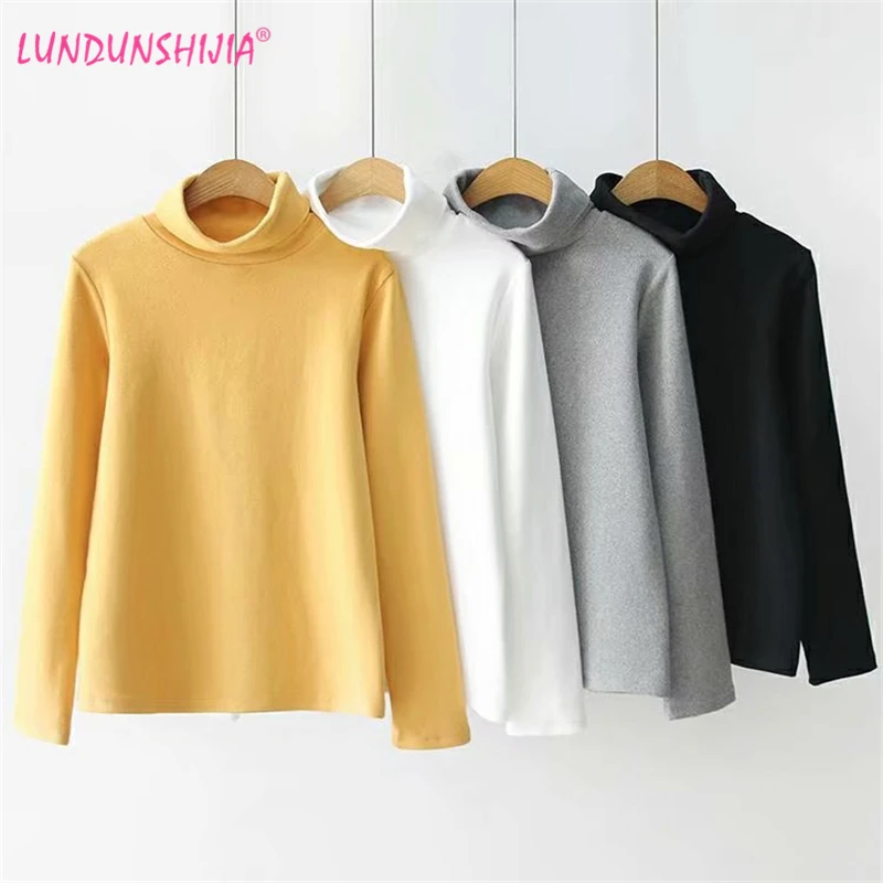 

LUNDUNSHIJIA 2018 Winter Women's Turtleneck Sweater Elegant Solid Tops Ladies High Elasticity Slim Bottoming Sweaters