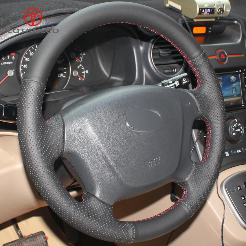 Черный PU искусственная кожа сшить автомобиль руль Крышка для Kia Carens 2007-2011 Rondo 2007-2010 hyundai entourage 2007-2008