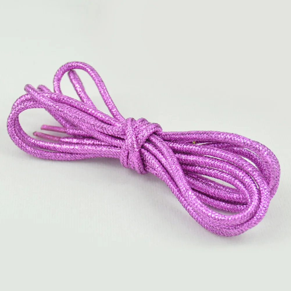 1 пара модных волшебных светоотражающие шнурки золотые шелковые жемчужные легкие круглые шнурки - Цвет: Фиолетовый