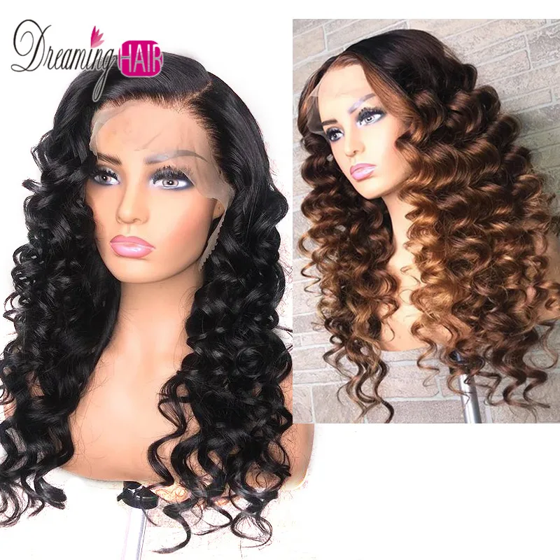 

13x6 Ombre Human Hair Wig Loose Wave 13x6 Lace Front Wig 150% Density Remy Brazilian Honey Blonde Lace Wigs For Black Women