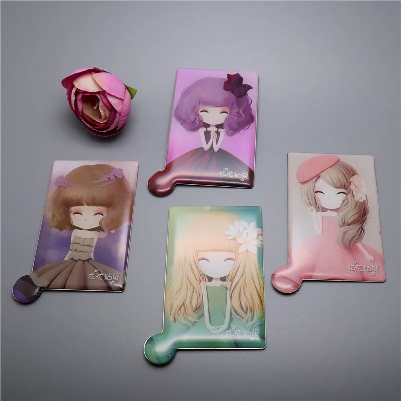 

F girl Portable Shatter Proof Card Style Pocket Cosmetic Mirror PU Leather Cover Stainless Steel Unbreakable Makeup Mirror