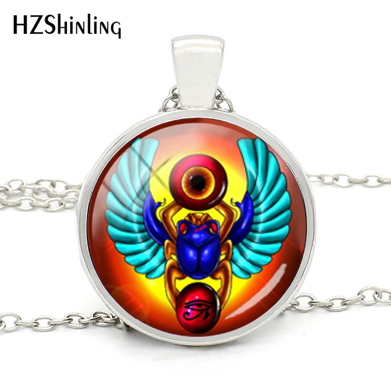 

2018 New Fashion Egyptian Scarab Necklace Ancient Egypt Jewelry Glass Round Egypt Necklace Jewelry For Women 4 Colors for Choose