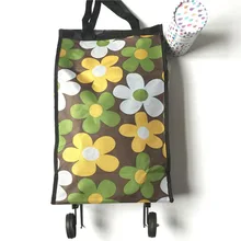 Portable Pliable Pliable Paquet Sac à Provisions Réutilisable Dames Rouleau Roues Roues Panier Shopping Sac 40