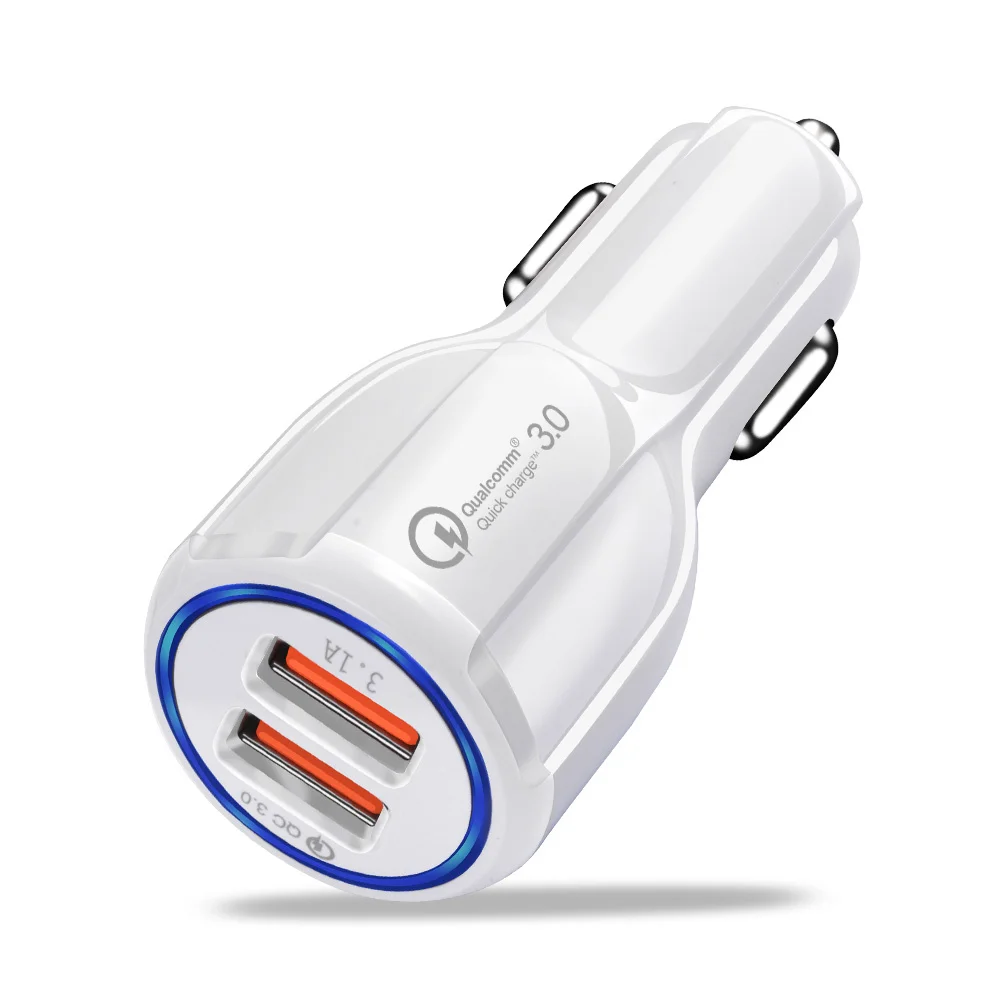 Автомобильное зарядное устройство, двойной USB, быстрая зарядка 3,0 2,0 для samsung S10 Plus, QC 3,0, зарядное устройство для телефона, адаптер, автомобильное зарядное устройство для iPhone Xiaomi Mi 9