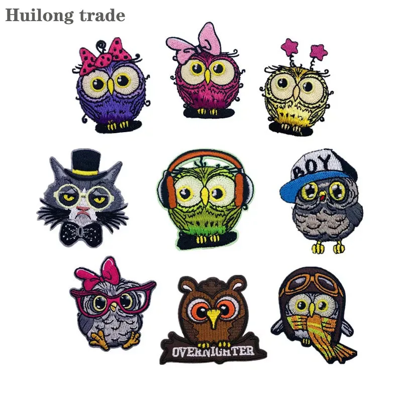 

9 kinds Cartoon animals Strange Owl Clothing patch Embroidery patch Trouser holes Hat Jacket Decoration