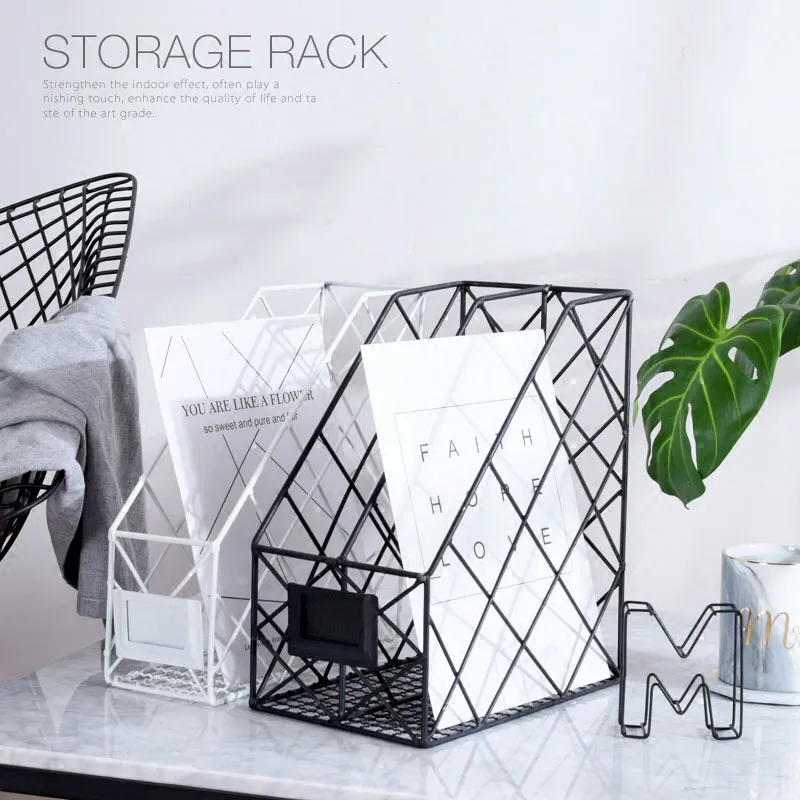 Nordic Retro Iron Desktop Storage Rack Double Shelf Books Magazine Storageshlf Office Organization Box | Дом и сад