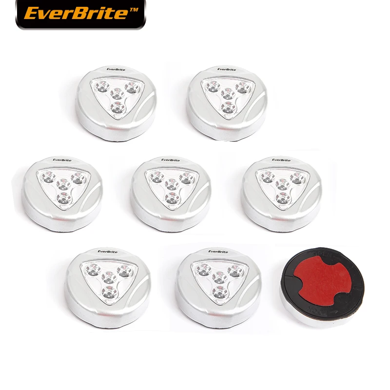 

EverBrite 8PC emergency light push light set silver 3AAA 4 LED Night Light Stick Tap Touch Lamp