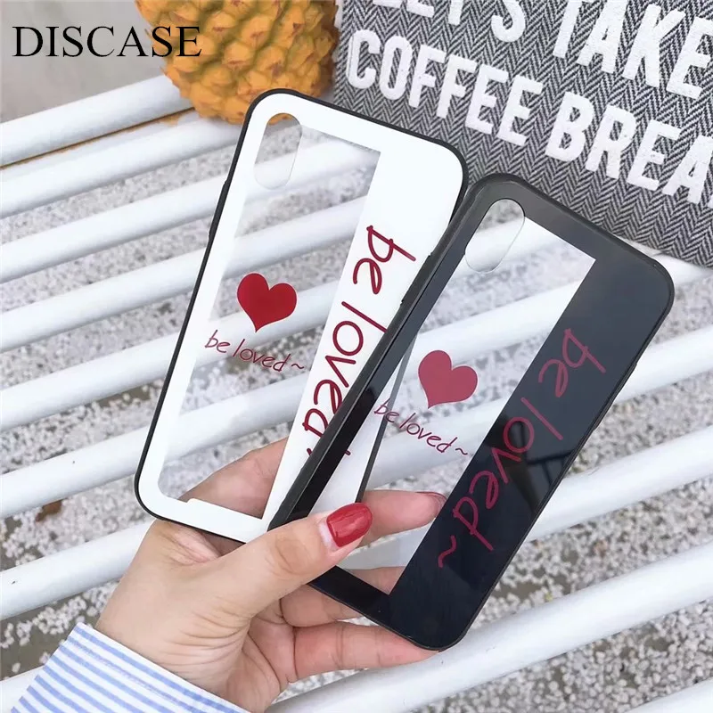 Полые черные края закаленное Стекло Shell Телефон чехол для iphone X 8 7 6 6s плюс свежие