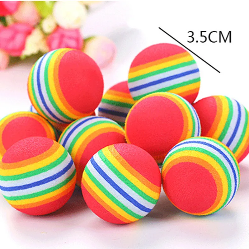 

1Pcs Rainbow 3.5cm Cat Toys for Small Cats Interactive Play Chewing Training Pet Supplies Pet Toys Dog Ball Dog Chew Toys