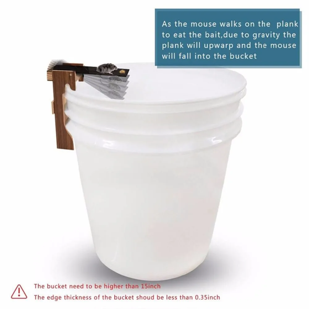 

Wooden Continuous Plank Mouse Capture Trap No Drilling Required Non-toxic Seesaw Automatic Reset Mousetrap Used on Buckets