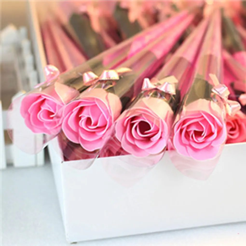 Лидер продаж, 1 шт., мыло в форме розы, декоративное мыло, лепестки роз, мыло для ванны, эфирное масло, Розовое Мыло, подарок на день Святого Валентина