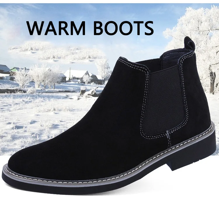 JUNJARM ботинки «Челси»; мужские ботинки из коровьей замши; сезон осень-зима; модные мужские Ботильоны; мужские зимние ботинки из натуральной кожи