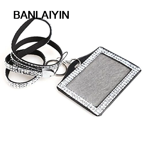 

Horizontal Resin Rhinestone Work Card ID Case Holder Lanyard Sling