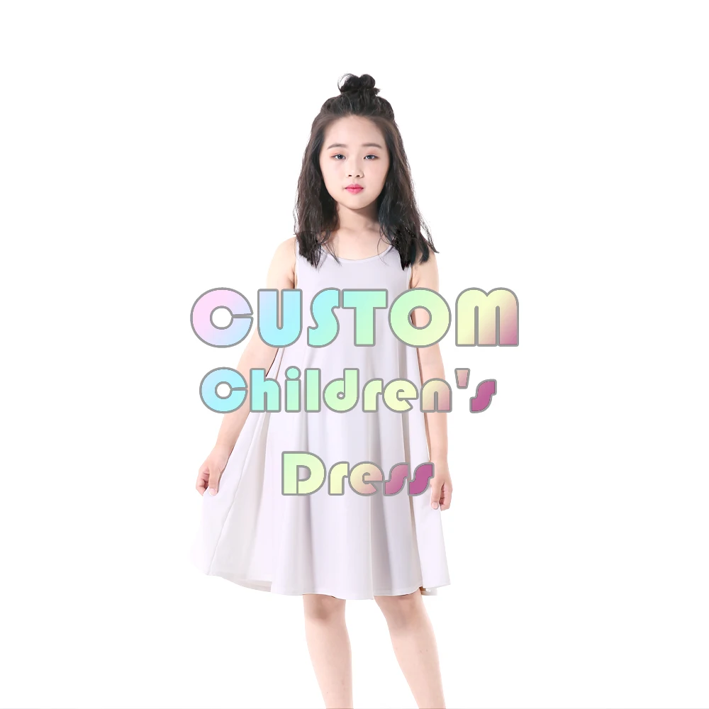 

Custom Children Dress 3D Printing Summer Princess Dress Girls Kids Back V Kids Vest Children Clothes factory Outlet