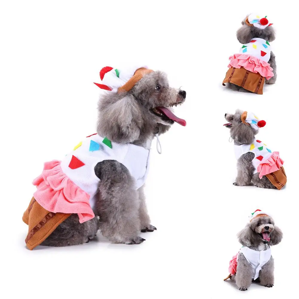 New Lovely Cake Pet Dog Clothes Hat Set Autumn Winter Puppy Christmas Birthday Gift in Dog Sets