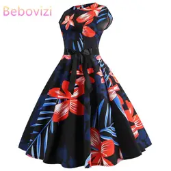 Bebovizi 2019 Mujer Verano Moda Estampado Floral Vintage Vendaje Vestido de Fiesta Informal de Oficina Elegante Vestido Más Tamaño Vestidos Cortos Bebovizi 2019 Mujer Verano Moda Estampado Floral Vintage Vendaje Vestido de Fiesta Informal de Oficina Elegante Vestido Más Tamaño Vestidos Cortos