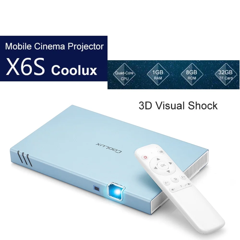 Coolux X6S Projector 1000Lumens DLP 1080P Mobile Cinema Dual Core 2.4G 5G WiFi 2000:1 Bluetooth for PS4 Xbox Android 22DB