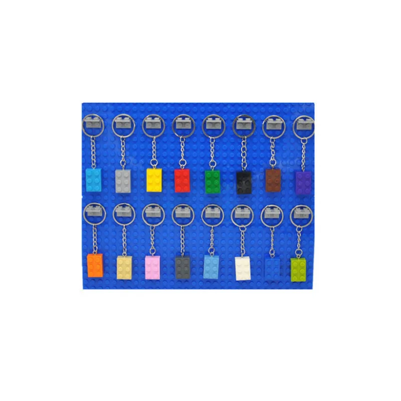 10Pcsset Colorful Block Legoingly Key Ring Chain Building Blocks Accessories Keychain Model Kits Set DIY Toys for Kids Keys (15)