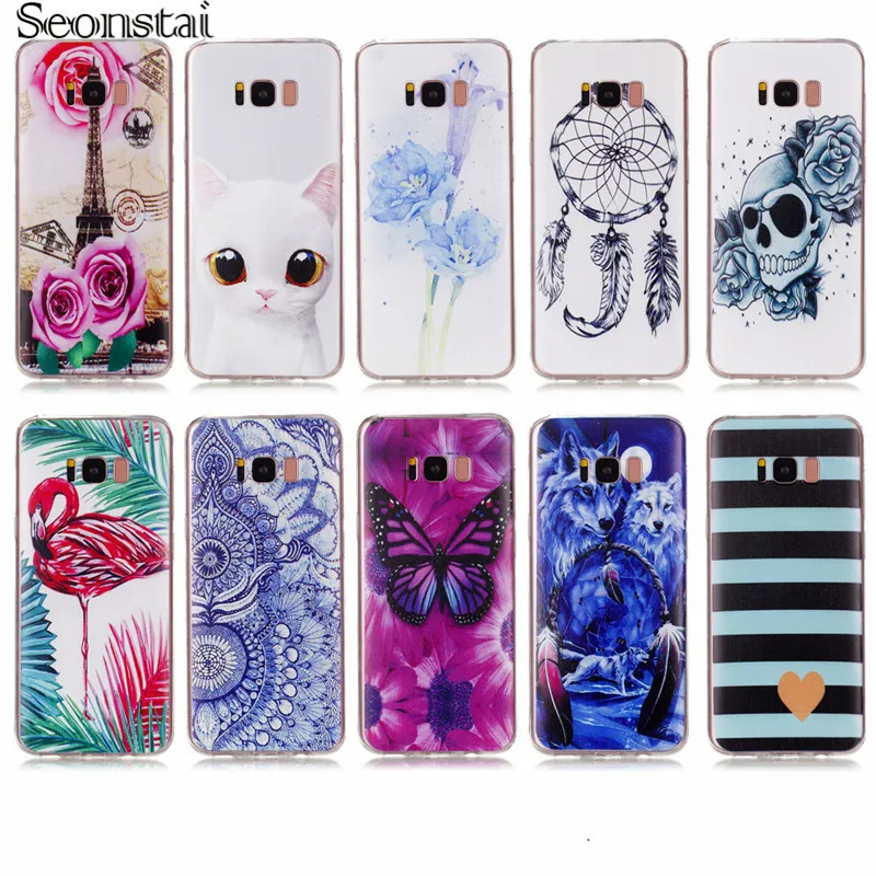 

Seonstai Luxury TPU Pattern Case For Samsung Galaxy S6 S7 EDGE S8 Note 8 For Samsung A310 A510 A3 A5 2017 Printed Back Coque