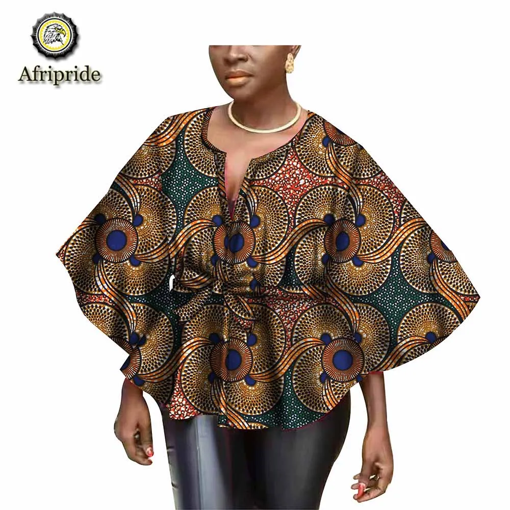2019 spring african style wax shirt for women AFRIPRIDE tailor made dashiki bazin riche  ankara print pure cotton  S1822007