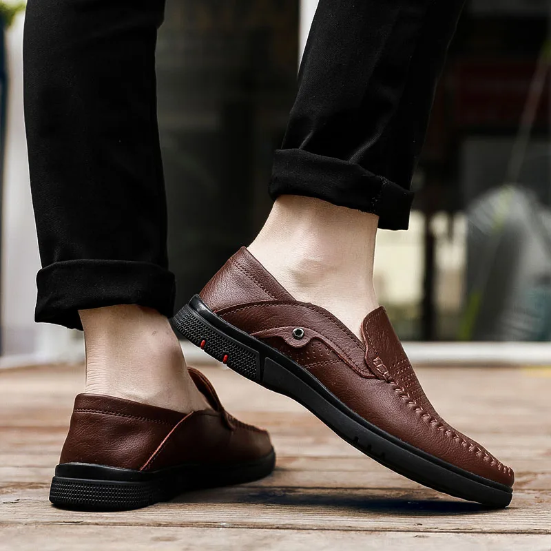Conducción Hueco Tamaño 44 dark Suave Transpirable Caliente 38 red Black on Brown Cuero Brown Slip Fuera Zapatos yellow Brown Casuales Mocasines Venta wearing Hard Verano De Hacia UZawqq0