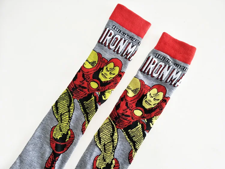 Марвел из Мстителей носки с героями мультфильмов Бэтмен Супермен повседневные Новые забавные носки мужские Веселые носки