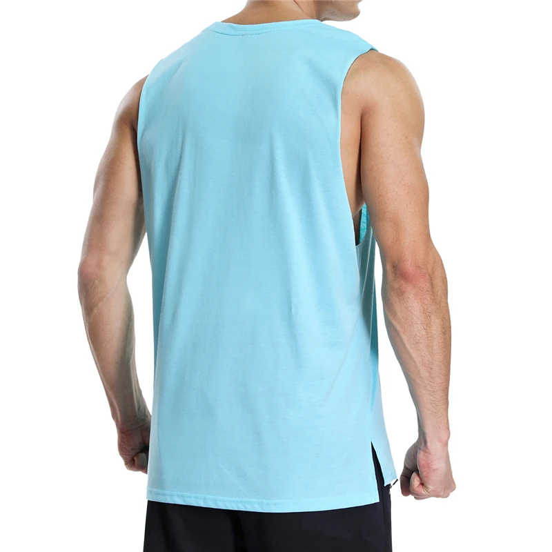 WUAI-Men Workout Tank Tops Bodybuilding Muscle Cut Off T Shirt Sleeveless Gym Workout Muscle Shirts Tops