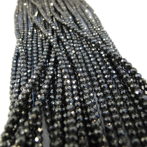 Hematite Beads, Faceted Rounds, 3-3.5mm 13 Inch Strand, Gemstone Rondelle Beads, For Necklace, Jewelry Supplies
