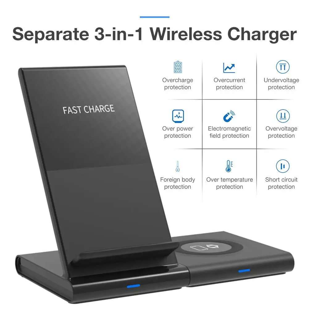 

3-in-1 Wireless Fast Charging Charger Watch Stand With Cooling Fan Charging Station Base For Air Pod And Samsung Galaxy IPhone