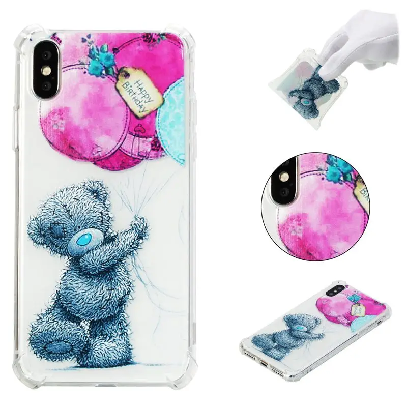 

Painted four corners Soft tpu Cover For Apple iPhone Xs Max Xr 10 x 6 6s Plus 7 8 Plus Transparent fine pattern Phone Cases