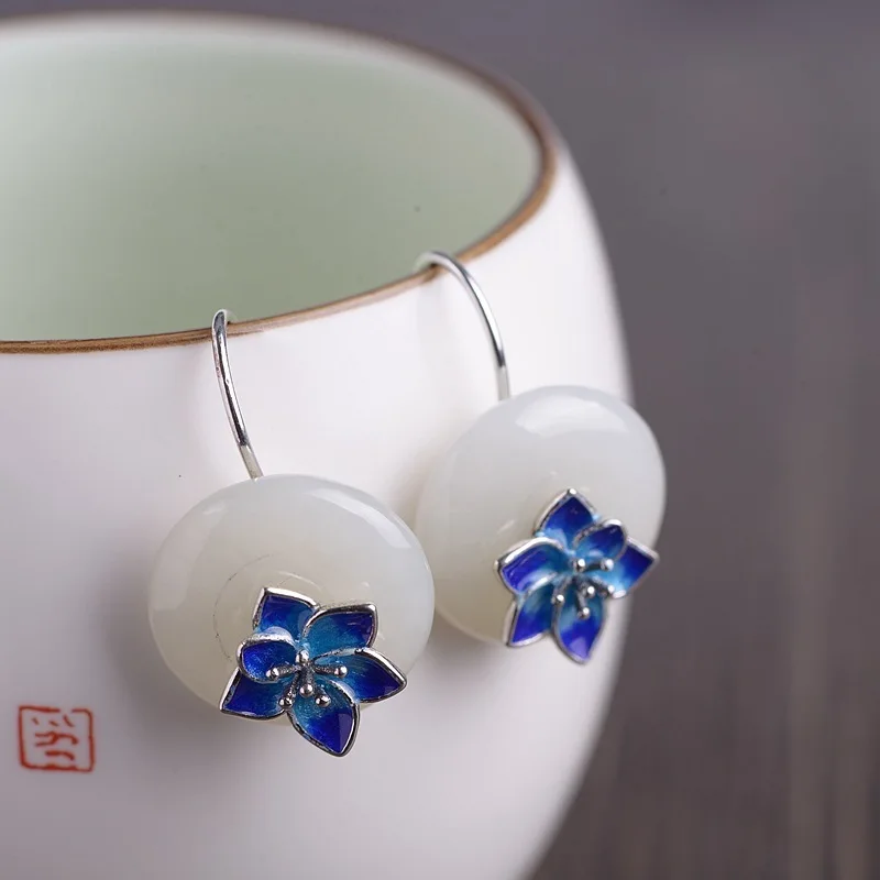 

2019 Alexandrite Cross New Arrival Offer Brinco Resto Ancient Ways Female Fashion Bluing Hetian Peace Button Ears Wholesale