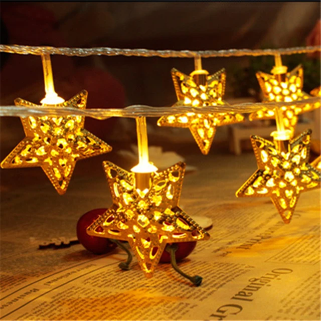 10m 2017 New Year String Light Gold Stars Hollow Out Led Lighting 10m 2017 New Year String Light Gold Stars Hollow Out Led Lighting Christmas Wedding Party Home Decoration Lamps Eu Plug H 40