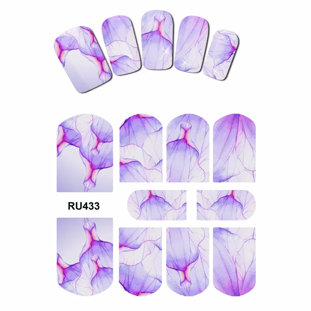 

Nail Sticker WATER DECAL SLIDER FLOWER COLORFUL HALF TRANSPARENT PETALS RU433-438