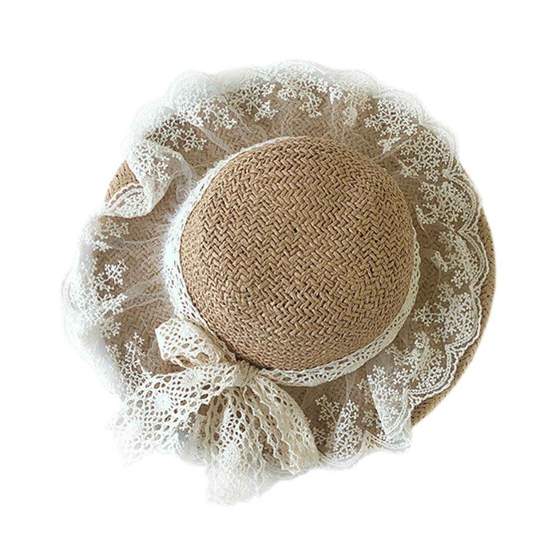 

Newborn Photography Props Bonnet Toddler Fisherman Kid Grass Summer Cap Lace Bow Sunshade Girl Baby Princess Sun Beach Hat
