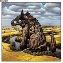 5D Diy Diamond Painting Cross Stitch Resident & Fields On The Hill Diamond Embroidery Full Round Mosaic Decoration Resin Sticker on the black hill
