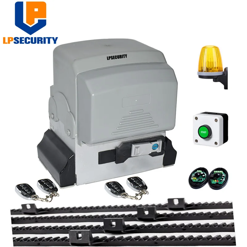 US $337.25 2500kg Electric Sliding Gate Opener Motor For Door 2500kg Gate Opener Systems With Sensor Button Blinker 5m Or 6m Nylon Racks