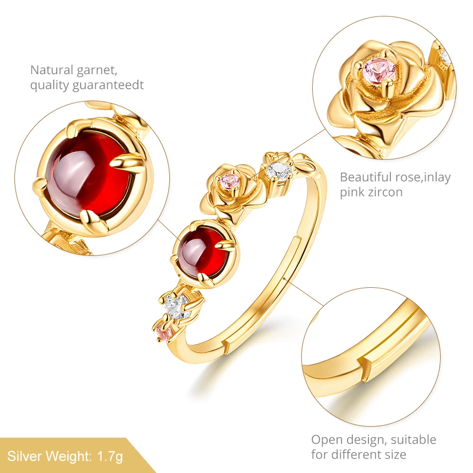 ALLNOEL 925 Sterling Silver Ring For Women  Garnet Zircon Ring Natural Stone Luxury Jewelry Gift For Woman 2019 Valentine's Day  (1)