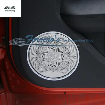 

2pcs/lot Stainless steel car sticker door speaker stereo Decoration cover Sequins for 2015 2016 ford mustang car accessories