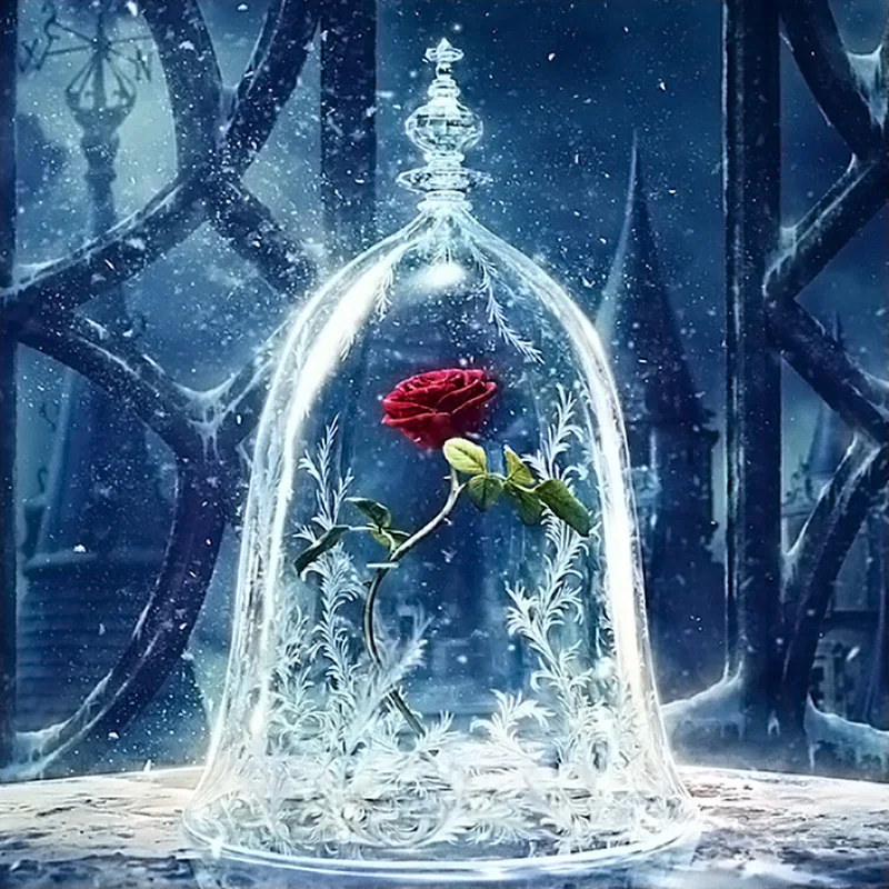 

Diamond Embroidery DIY Diamond Painting Red Rose Flower Ice,beauty and beast, Diamond Painting Cross Stitch Rhinestone Decor