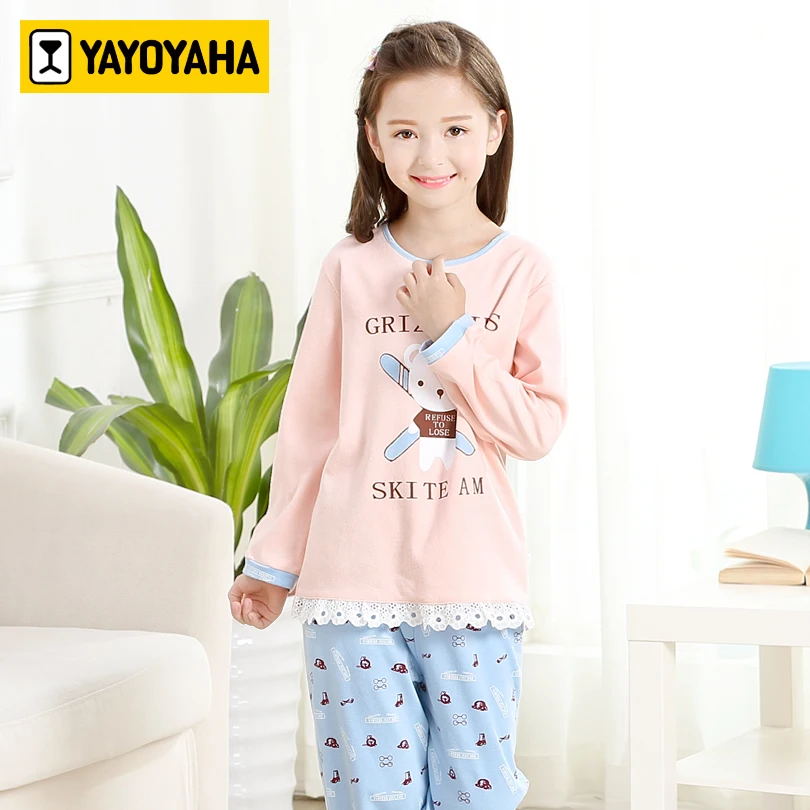 YAYOYAHA Children Girls Pajamas Sets Long Sleeve Sleepwear Sets Kids
