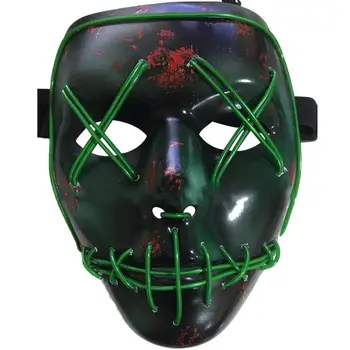 

Frightening EL Wire Mask Light Up Skull LED Mask For Halloween Party Concert Scary Theme Cosplay Payday Series Masks Green Gift