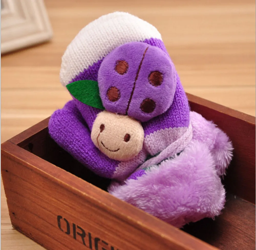 TELOTUNY/ г.; модные милые Утепленные зимние теплые перчатки с рисунком для маленьких девочек и мальчиков; IU20 - Цвет: Purple