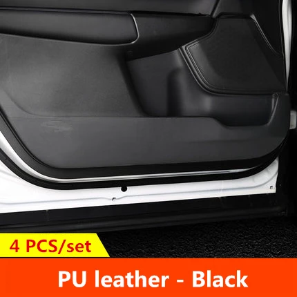 4 шт., автомобильная дверь из искусственной кожи, противоскользящая накладка, Защитная пленка для двери с боковым краем для Honda CRV CR-V, аксессуары для интерьера - Название цвета: PU leather-black