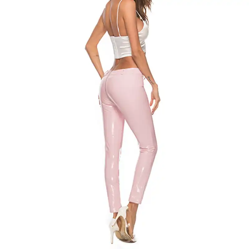 pink leather pants womens