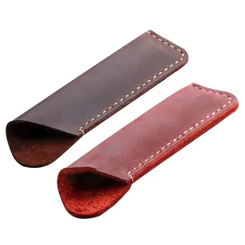

Retro Leather Pen Holder Rounded Corner Ballpoint Pen Protective Sleeve Cover Straight Stiched Handmade Fountain Pouch For Holdi