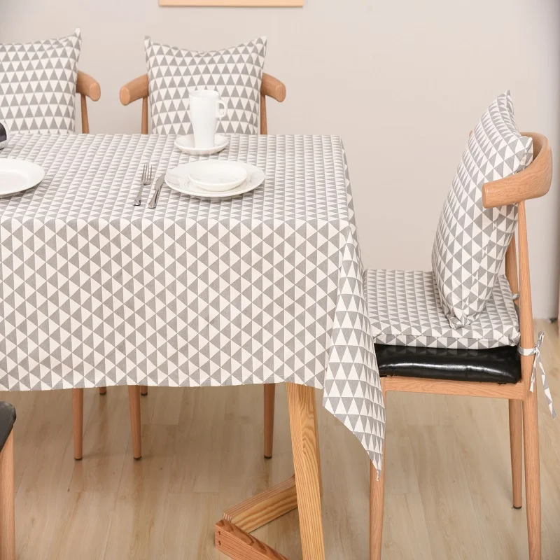 Скатерть с геометрическими узорами, льняные скатерти в деревенском стиле, прямоугольные скатерти для обеденного стола, журнальный столик, чайный столик, украшение для дома