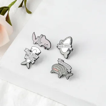 

Injured whale shark Enamel Brooch Pins for clothes bag buckle Button Badge Protect the animals Jewelry Gift for Friends