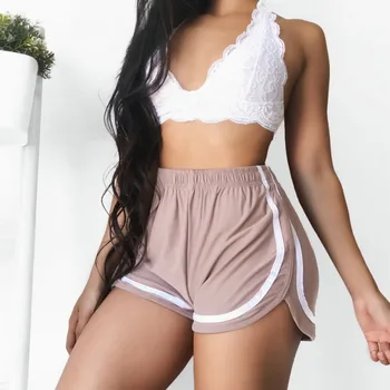 

Elastic Summer Shorts Casual White Stripe Shorts Fitness Workout Slim Women Shorts
