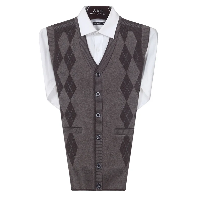 

2016 New Autumn Winter Men Knitted Sweater Woolen Vests Male Single Breasted Sleeveless Vests Cashmere Casual Waistcoats W540