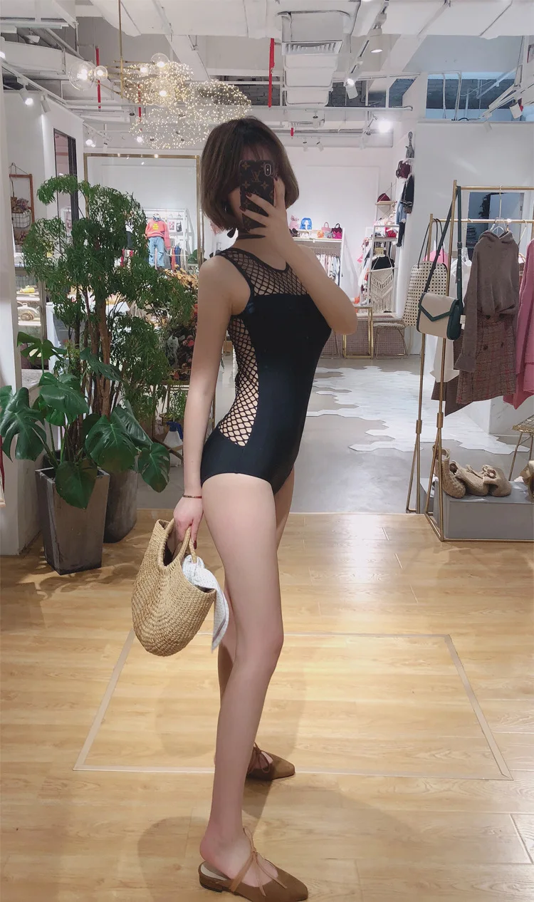 Женская пляжная одежда женский купальник цельный женский плюс размер женские купальные костюмы летние новые сексуальные чисто черные сзади корейские